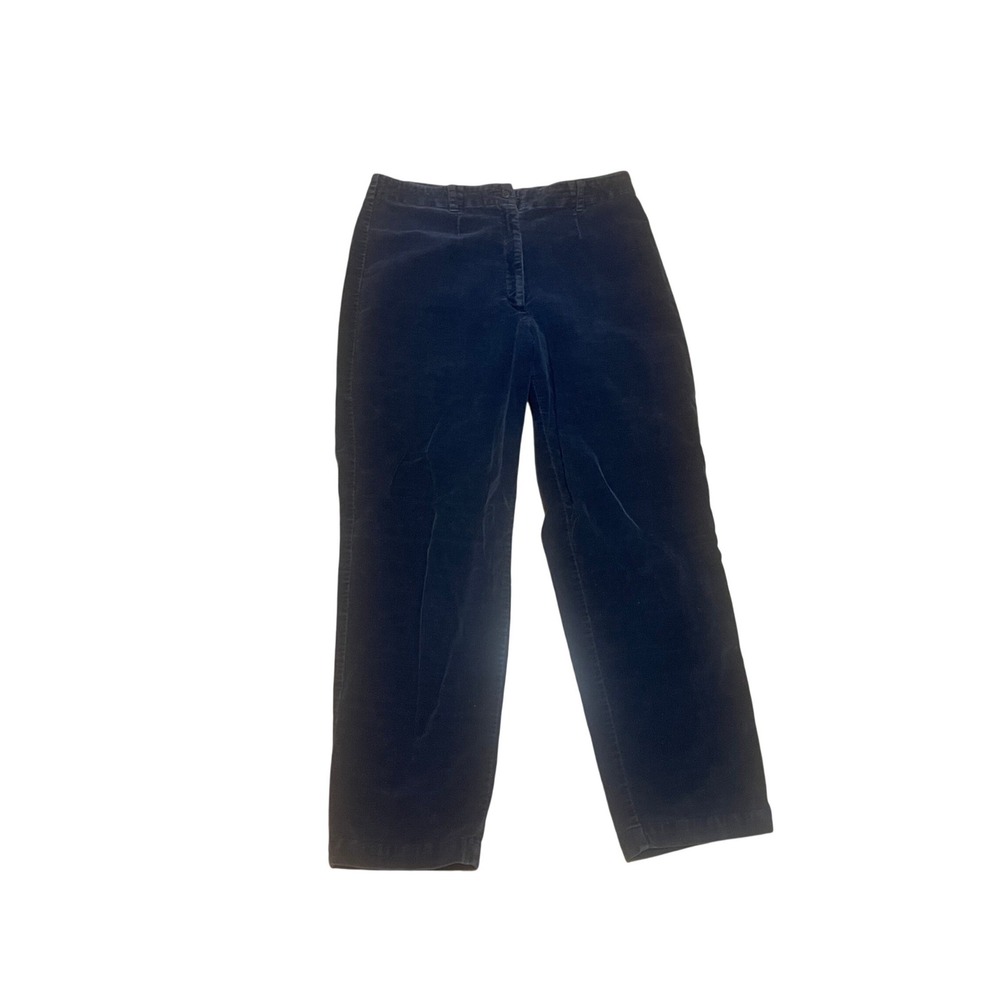 VTG LL Bean Womens Navy Blue Corduroy Straight Leg Pants Stretch Size 12 Regular